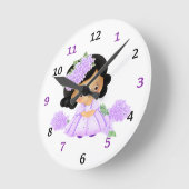 かわいい小さな女の子 ラウンド壁時計 (傾斜)