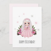 かわいい小さな女の子（花） シーズンカード (正面/裏面)