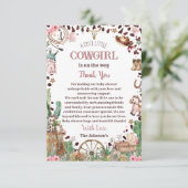 かわいい小さな女性のカーボーイウェスタンウォーターカラーベビーシャワー サンキューカード (スタンド正面)
