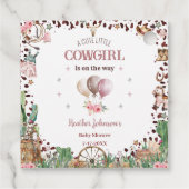 かわいい小さな女性のカーボーイウェスタンウォーターカラーベビーシャワー フェイバータグ (裏面)