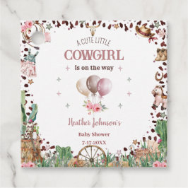 かわいい小さな女性のカーボーイウェスタンウォーターカラーベビーシャワー フェイバータグ