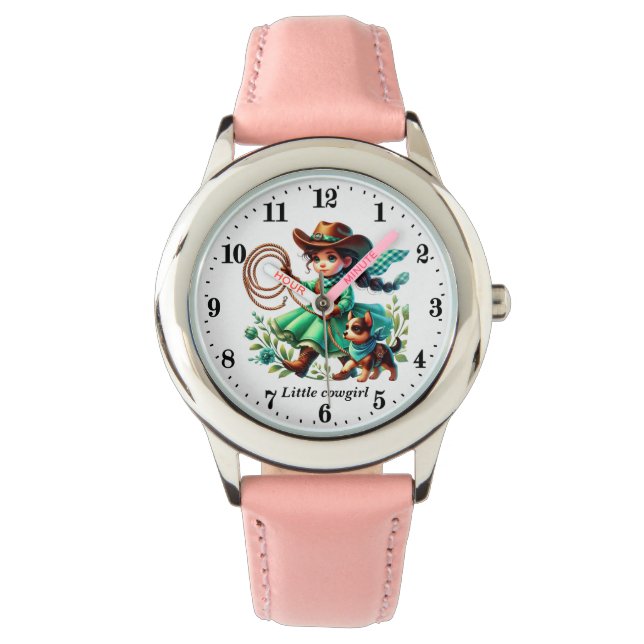 かわいい小さな女性のカーボーイ好き 腕時計 (正面)