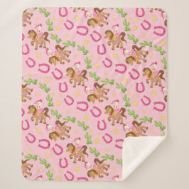 かわいい小さな女性のカーボーイ シェルパブランケット