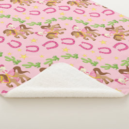 かわいい小さな女性のカーボーイ シェルパブランケット