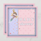 かわいい小さな妖精とハート女の子ベビーシャワー招待状 招待状 (正面/裏面)