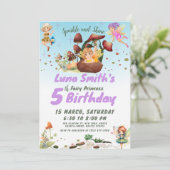 かわいい小さな妖精のプリンセス　カラフルな誕生日 招待状 (スタンド正面)