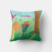 かわいい小さな妖精の庭の枕のパーソナライズされた中 クッション (裏面)