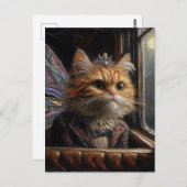 かわいい小さな妖精の猫 ポストカード (正面/裏面)