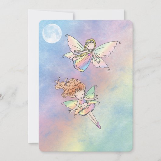 かわいい小さな妖精の誕生日パーティー招待状のための女の子 招待状 (正面)
