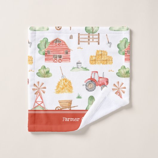かわいい小さな子供の農家パターン(名) バスタオルセット (ウォッシュタオル)