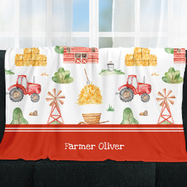 かわいい小さな子供の農家パターン（名） フリースブランケット