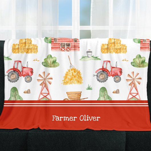 かわいい小さな子供の農家パターン(名) フリースブランケット