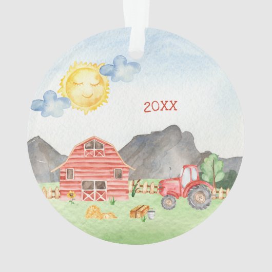 かわいい小さな子供の農家ファーストネームのクリスマス オーナメント (裏面)