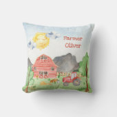 かわいい小さな子供の農家ファーストネーム水色 クッション (正面)