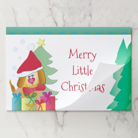 かわいい小さな子犬のクリスマス紙ランチョンマット ペーパーパッド (折り畳み)