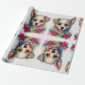 かわいい小さな子犬の鉛筆アート ラッピングペーパー (アンロールド)
