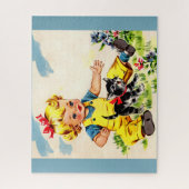 かわいい小さな子猫がいる愛らしい小さな女の子 ジグソーパズル (縦)