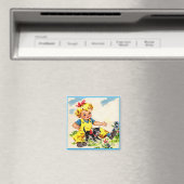 かわいい小さな子猫がいる愛らしい小さな女の子 マグネット (インサイチュ (食洗機))