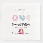 かわいい小さな子猫1st誕生日パーティーペーパーナプキン (正面)