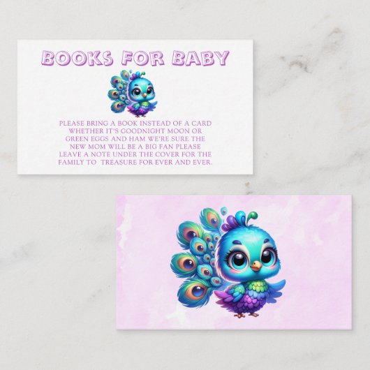 かわいい小さな孔雀の本ベビー エンクロージャーカード (正面/裏面)