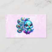 かわいい小さな孔雀ベビーシャワーおむつラッフル 名刺 (裏面)