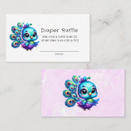 かわいい小さな孔雀ベビーシャワーおむつラッフル 名刺