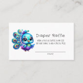 かわいい小さな孔雀ベビーシャワーおむつラッフル 名刺 (正面)