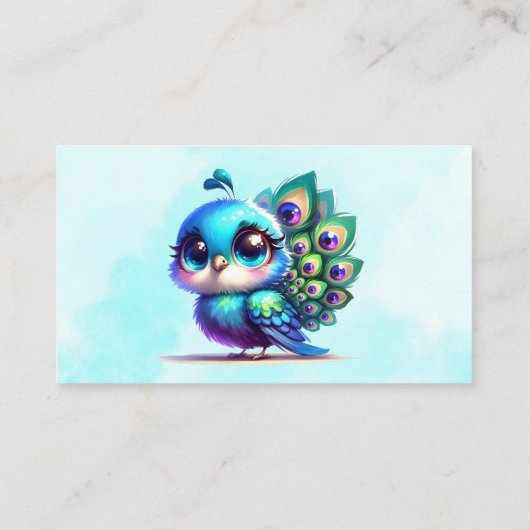 かわいい小さな孔雀ベビーシャワーおむつラッフル 名刺 (裏面)