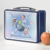 かわいい小さな宇宙飛行士の探索宇宙 メタルランチボックス (インサイチュ)