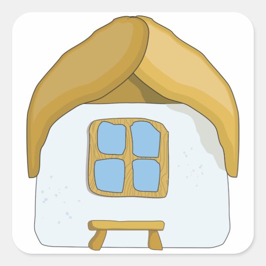 かわいい小さな家 スクエアシール (正面)