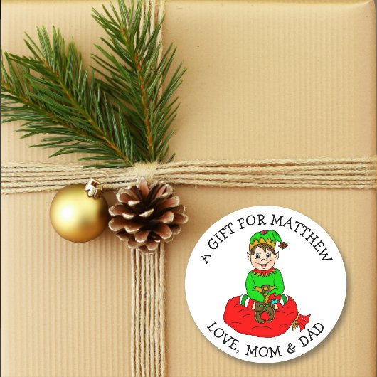 かわいい小さな小妖精や小人とギフトラベル ラウンドシール