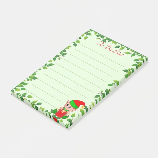 かわいい小さな小妖精や小人と緑のリーフのフレームが並ぶ緑 ポストイット (アングル)