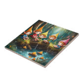 かわいい小さな小妖精や小人は川の中 タイル (側面)