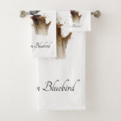 かわいい小さな山ブルーバードウォーター色カスタム、 バスタオルセット (インサイチュ)