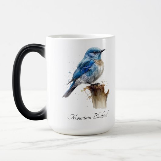 かわいい小さな山ブルーバードウォーター色カスタム、 モーフィングマグカップ (左)