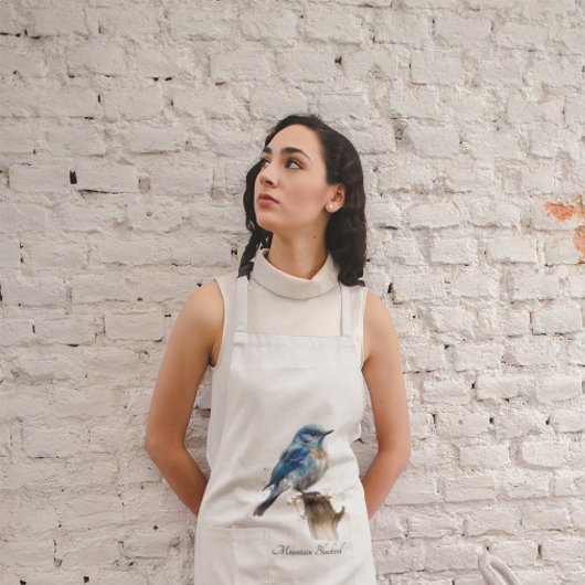 かわいい小さな山ブルーバードウォーター色カスタム、 ロングエプロン