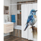 かわいい小さな山ブルーバードウォーター色 シャワーカーテン