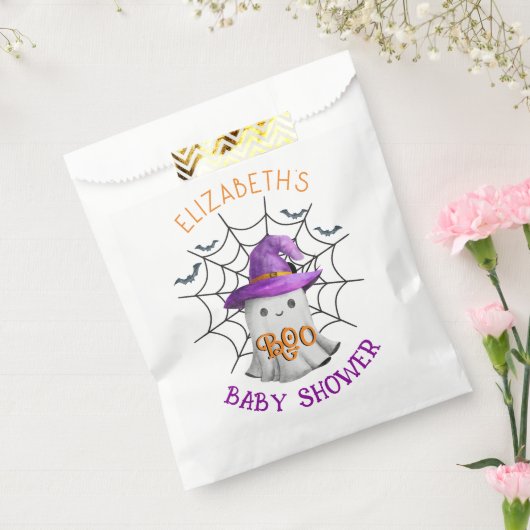 かわいい小さな幽霊とクモの巣BOOベビーシャワー フェイバーバッグ (封をした状態)