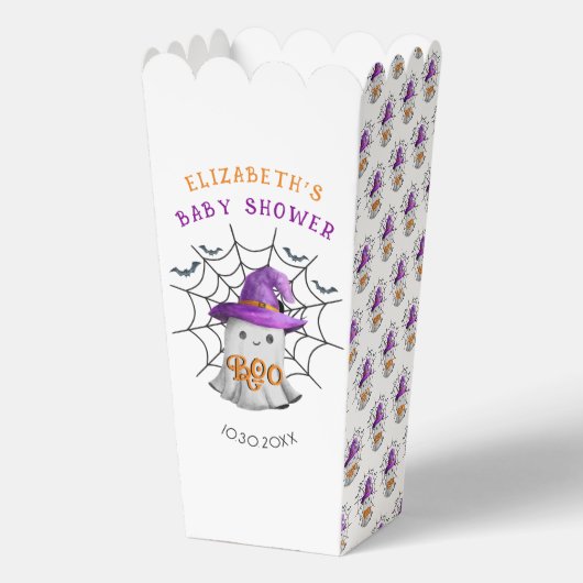 かわいい小さな幽霊とクモの巣BOOベビーシャワー フェイバーボックス (正面)
