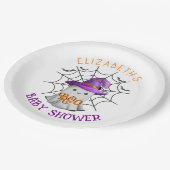 かわいい小さな幽霊とクモの巣BOOベビーシャワー ペーパープレート (アングル)