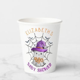 かわいい小さな幽霊とクモの巣BOOベビーシャワー 紙コップ