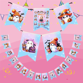 かわいい小さな幽霊のハロウィン5歳の誕生日 バンティングフラッグ