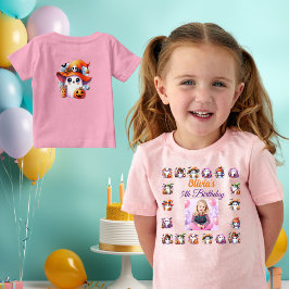 かわいい小さな幽霊のハロウィーンの女の子の誕生日の写真 ベビーTシャツ