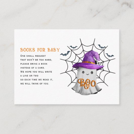 かわいい小さな幽霊の本ベビーの赤ちゃんシャワー エンクロージャーカード (正面)