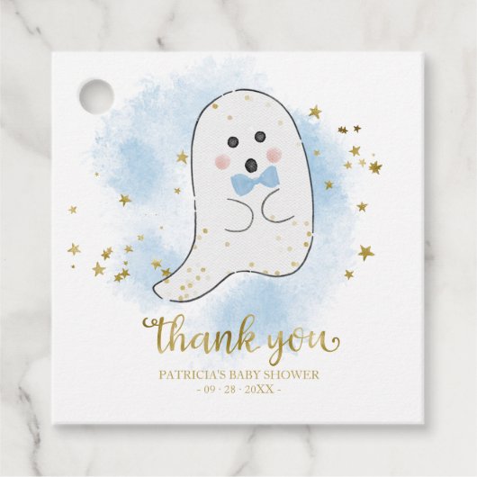 かわいい小さな幽霊ハロウィーンベビーシャワーフ感謝していァボオ フェイバータグ (正面)