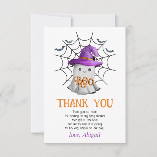 かわいい小さな幽霊ブークモの巣の赤ちゃんシャワー サンキューカード (正面)
