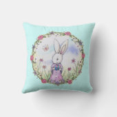 かわいい小さな復活祭バニーウサギの花 クッション (裏面)