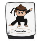 かわいい小さな忍者少年の子供たちがパーソナライズ バックパック (正面)