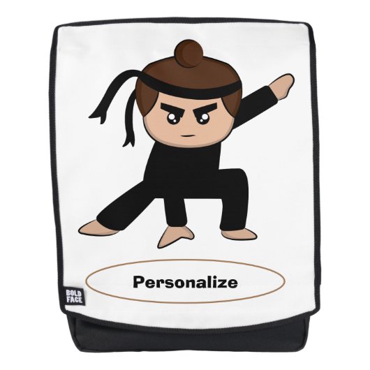 かわいい小さな忍者少年の子供たちがパーソナライズ バックパック (正面)