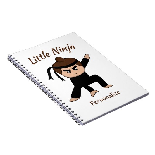 かわいい小さな忍者男の子の漫画パーソナライズされた ノートブック (右側)